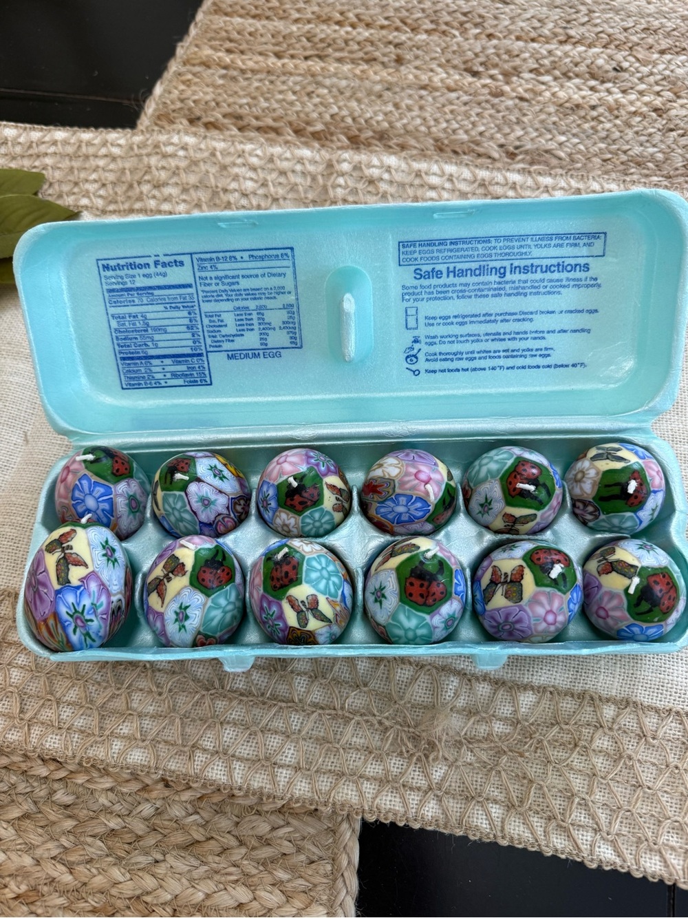 Set of 12 wax candles Easter , Floral, butterfly & Ladybug Design